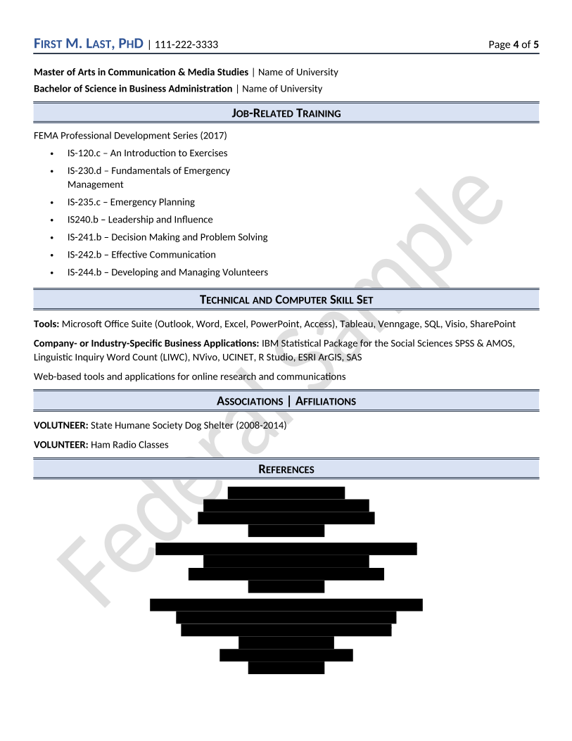 Federal Resume Sample Page 4