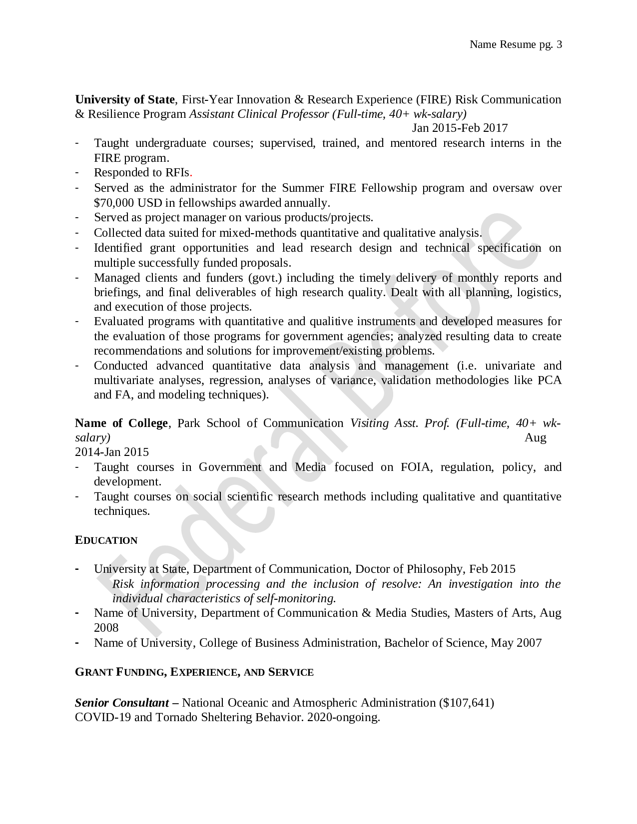 Federal Resume Before Page 3